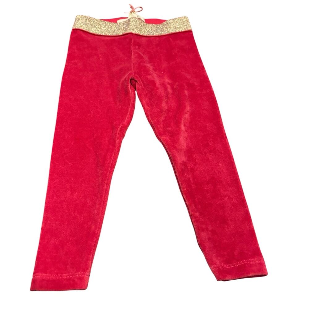 Mini BODEN NWT Girls Size 2-3Y red pants with shimmering gold waistband